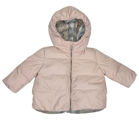 Burberry Children Down Puffer Coat Hooded Quilted Light Pink 3 Months - Picture 1 of 15